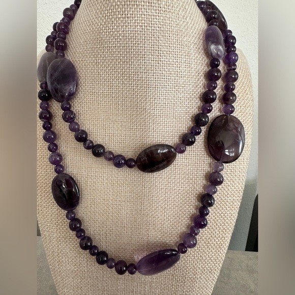 Amethyst bead fashion long necklace by Jay King - Picture 2 of 13